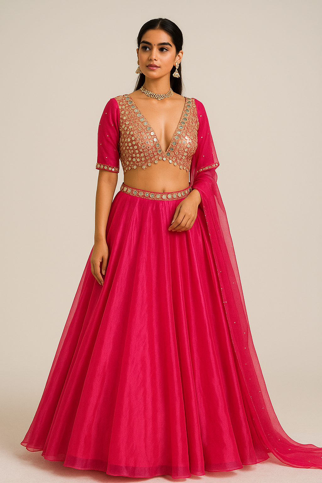 PINK MIRROR LEHENGA